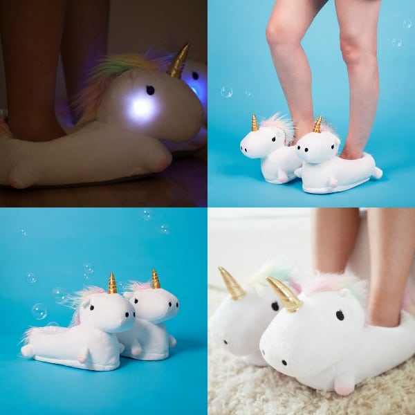Ciabatte di peluche per bambini con unicorni a LED - immagine 2