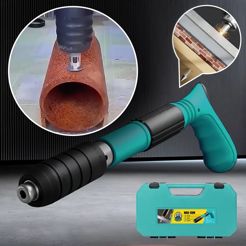 RHINOFIX Rivetslammer PRO – Attrezzo di chiodatura a molla per calcestruzzo e acciaio + SCATOLA GRATUITA e 50 chiodi