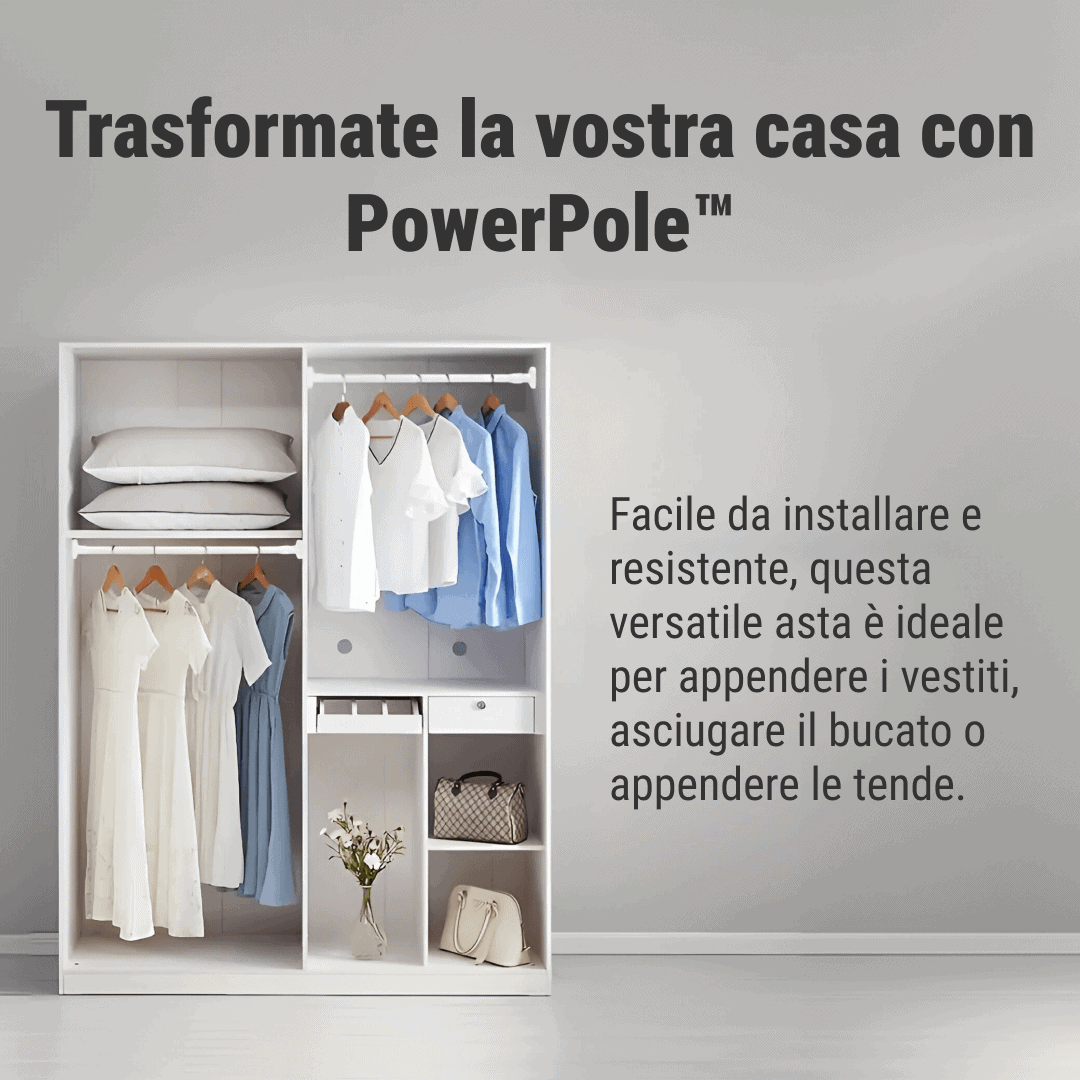 POWERPOLE – asta telescopica universale senza fori per appendere e organizzare (110–400 cm) - immagine 4