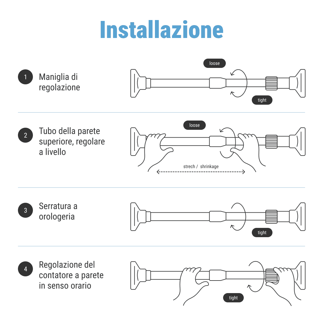POWERPOLE – asta telescopica universale senza fori per appendere e organizzare (110–400 cm) - immagine 7