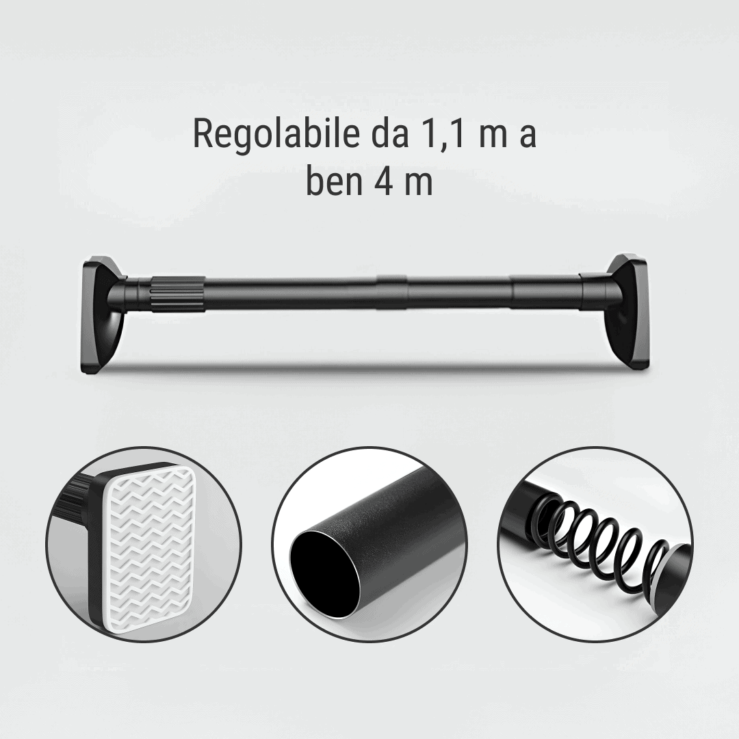 POWERPOLE – asta telescopica universale senza fori per appendere e organizzare (110–400 cm) - immagine 2