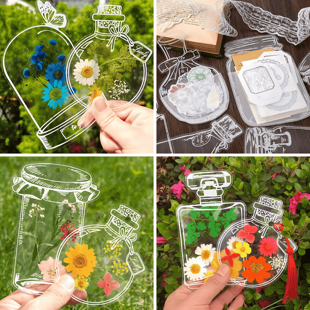 FLOWERMARKS™ SEGNALIBRI DI FIORI SECCHI TRASPARENTI - 80 PZ. 1+1 GRATIS - immagine 2