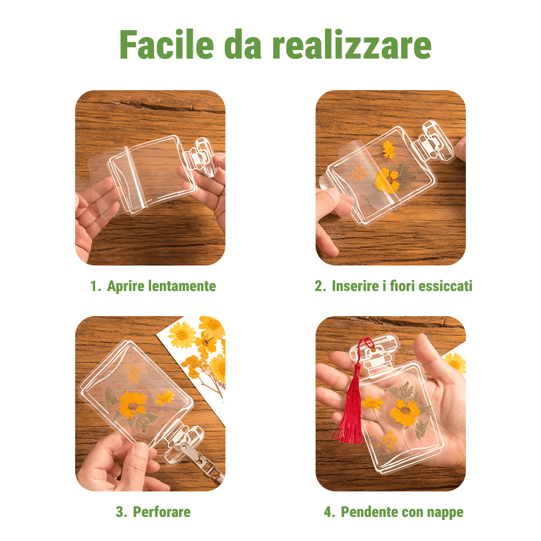 FLOWERMARKS™ SEGNALIBRI DI FIORI SECCHI TRASPARENTI - 80 PZ. 1+1 GRATIS - immagine 3