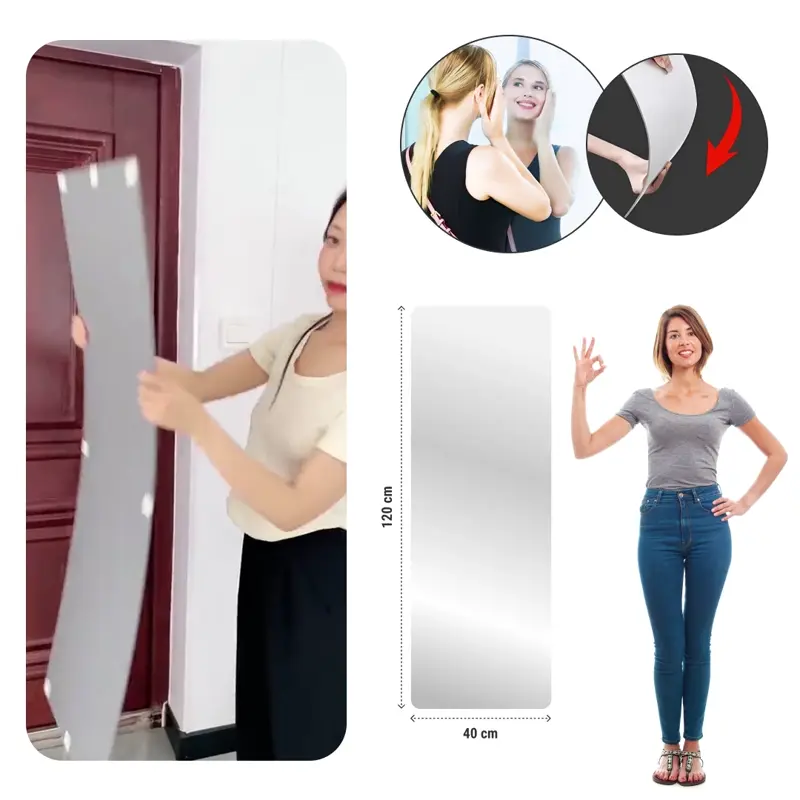MirrorFlex™ specchio acrilico flessibile autoadesivo 120 x 40 cm