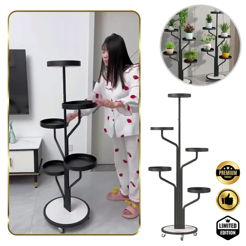 Floro™ - Elegante supporto per piante a 5 livelli con ruote