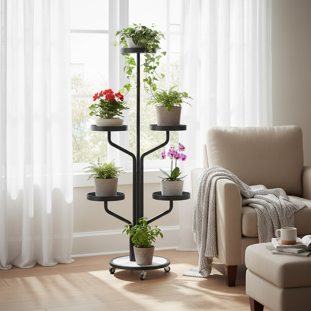 Floro™ - Elegante supporto per piante a 5 livelli con ruote - immagine 3